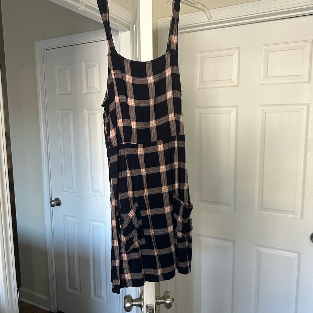 Navy and Pink Plaid Dress
